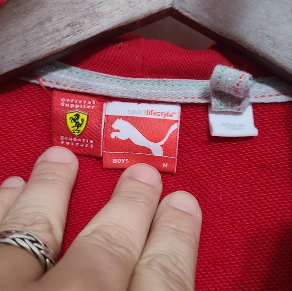 Puma x Ferrari Boys Red Scuderia Ferrari Logo Hoodie Size M - Picture 6 of 9